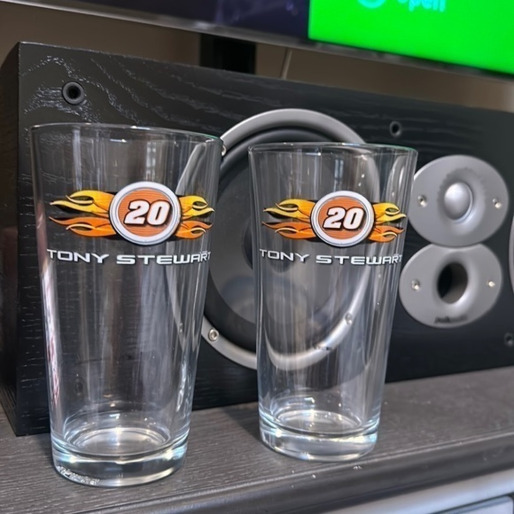 TONY STEWART GLASSWARE SET OF 2 GLASS CUPS
